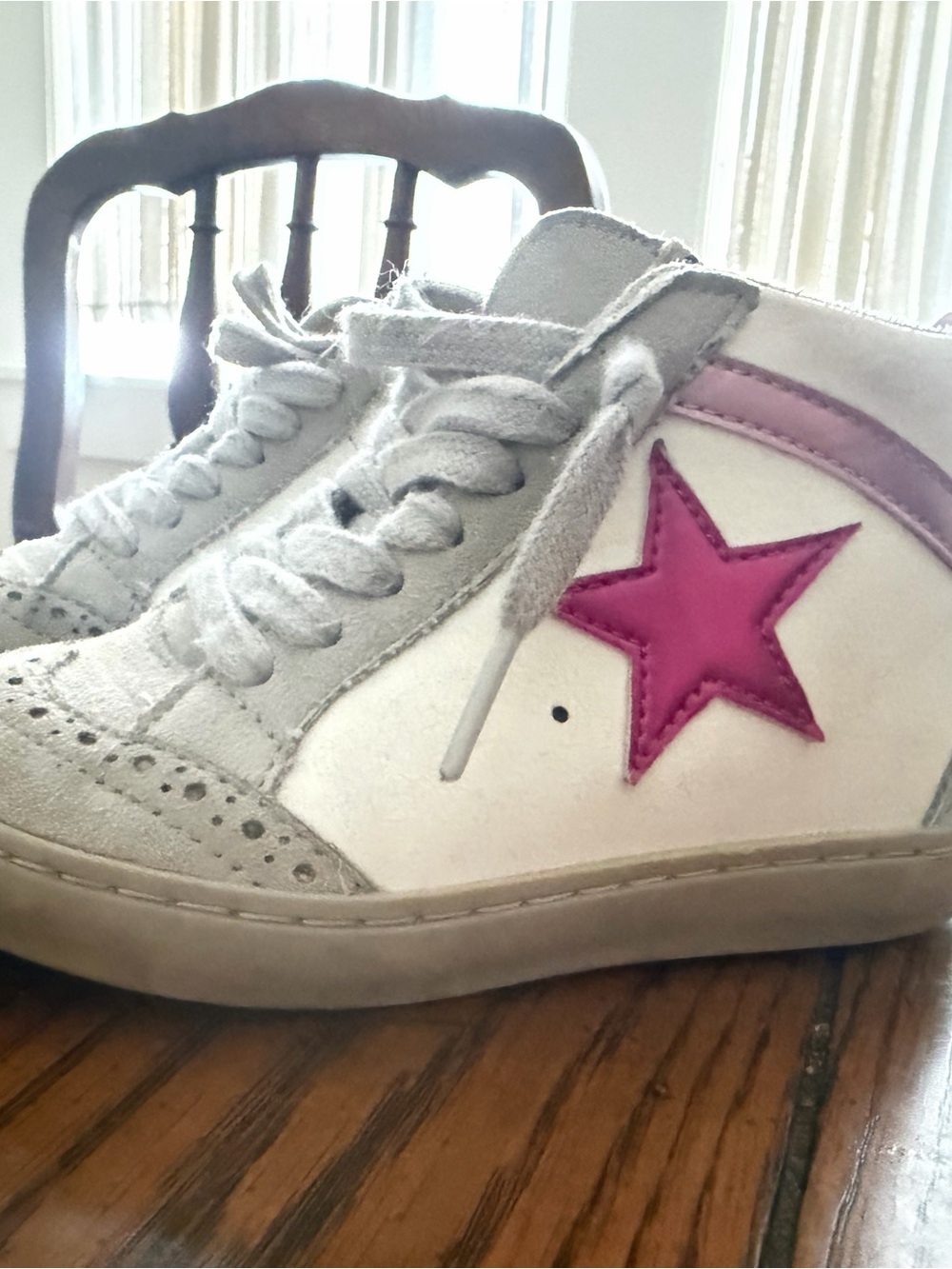 Toddler Girls 8M White & Pink Star High-Top Sneakers